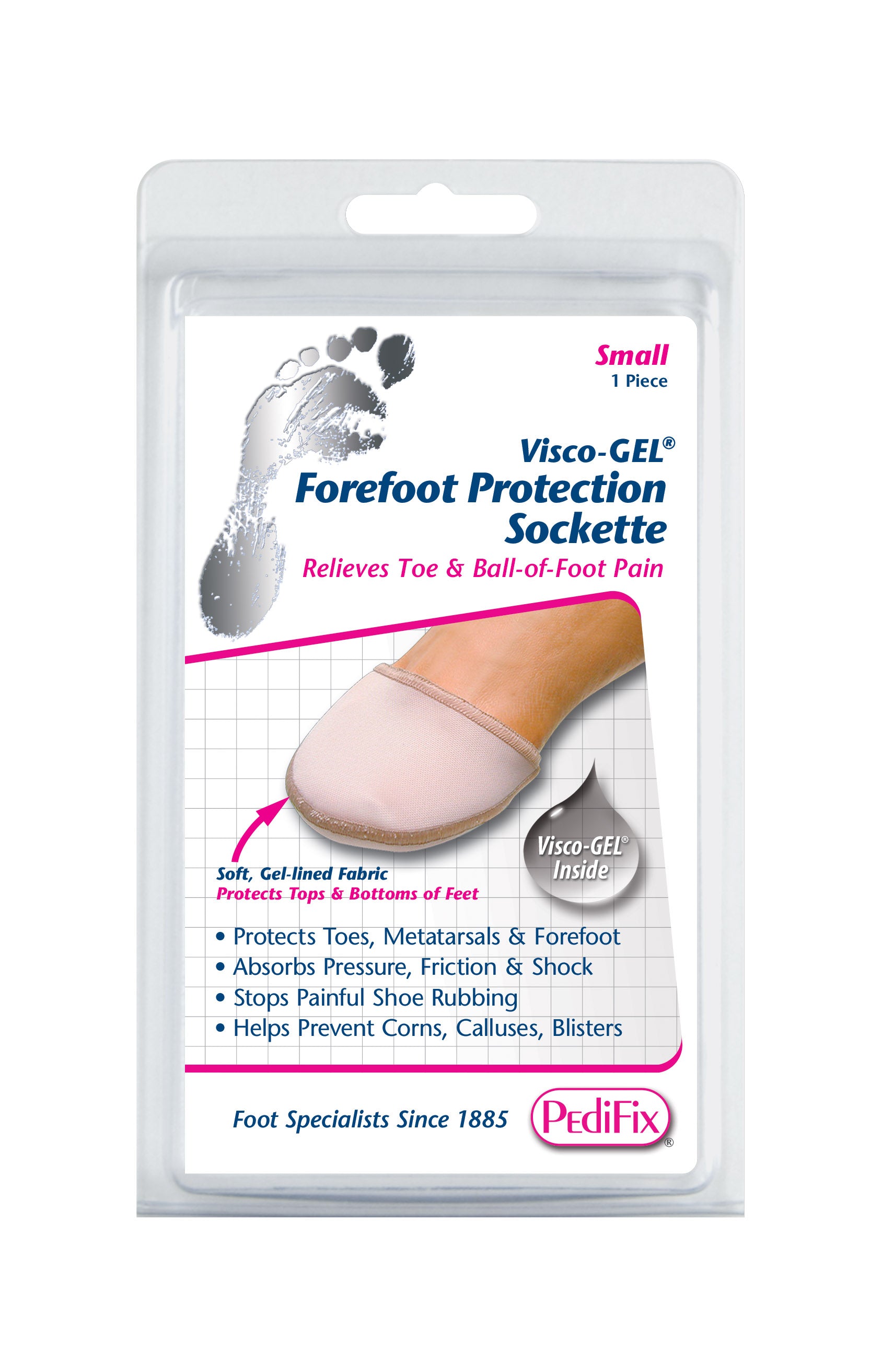 PEDIFIX VISCO-GEL FORFOOT PROTECTION SOCKETTE SMALL